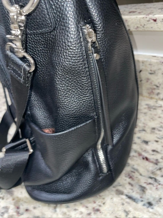 Pebbled Black Leather Convertible Women\'s Backpack main image 5